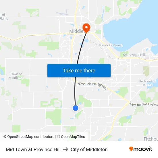 Mid Town at Province Hill to City of Middleton map