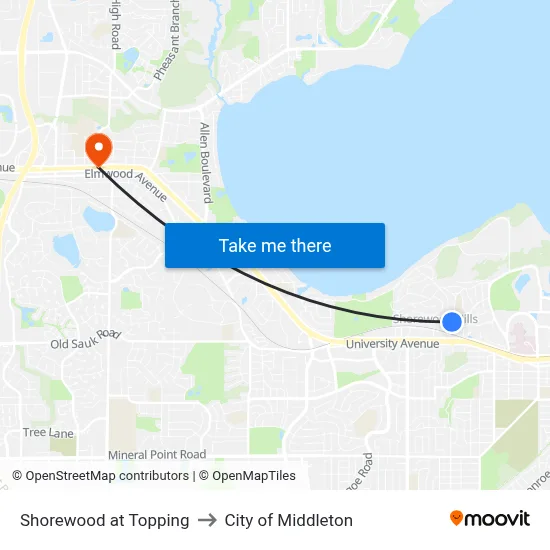 Shorewood at Topping to City of Middleton map
