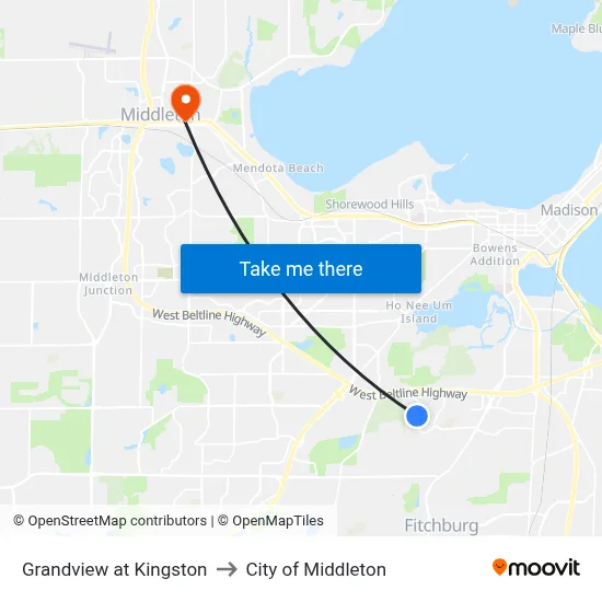 Grandview at Kingston to City of Middleton map
