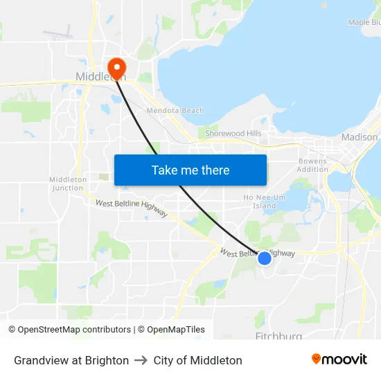 Grandview at Brighton to City of Middleton map