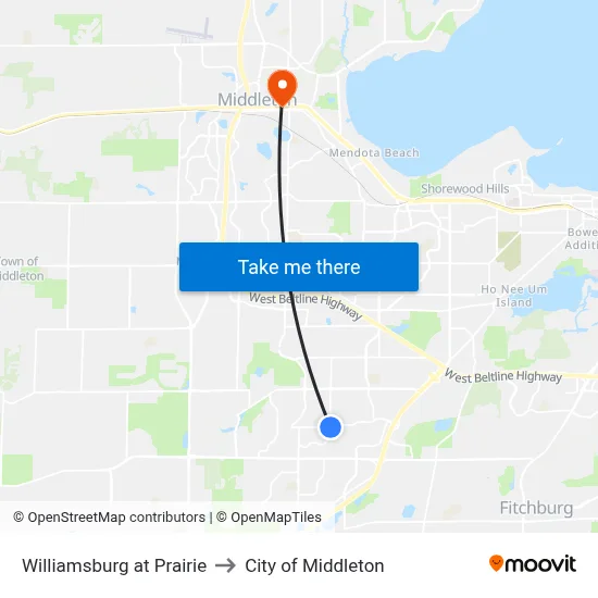 Williamsburg at Prairie to City of Middleton map