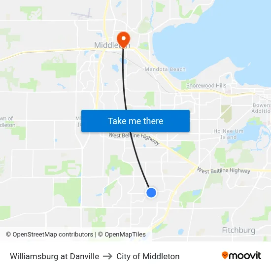 Williamsburg at Danville to City of Middleton map