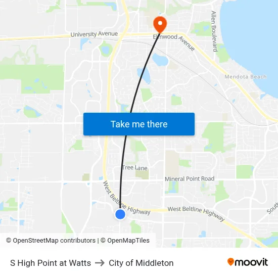 S High Point at Watts to City of Middleton map