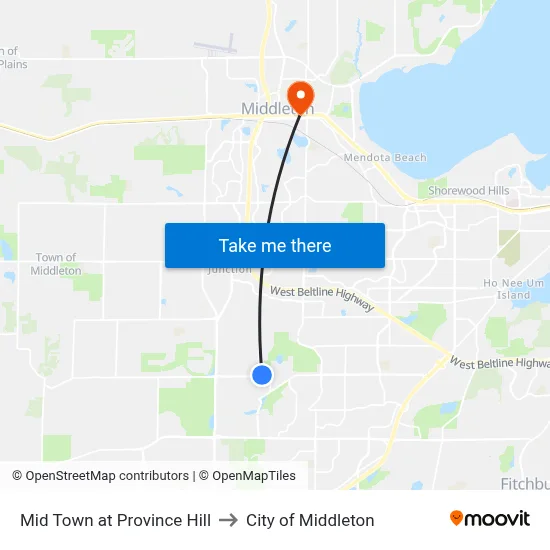 Mid Town at Province Hill to City of Middleton map