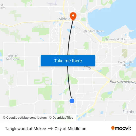 Tanglewood at Mckee to City of Middleton map