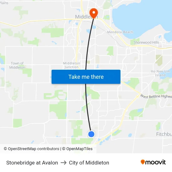 Stonebridge at Avalon to City of Middleton map