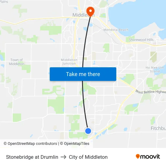 Stonebridge at Drumlin to City of Middleton map
