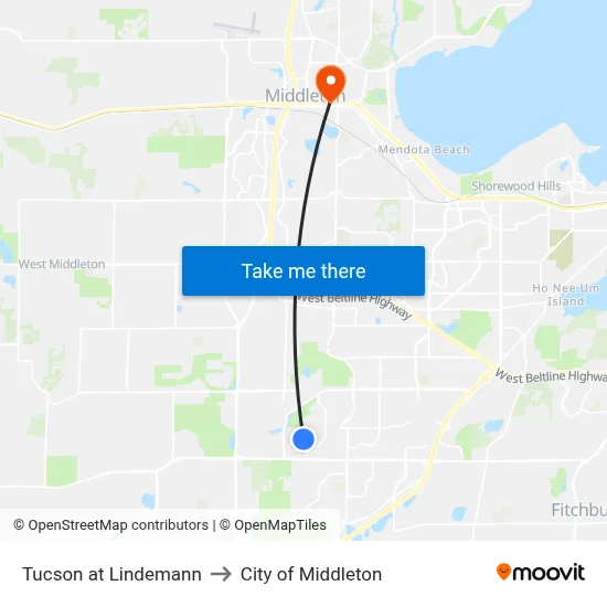 Tucson at Lindemann to City of Middleton map