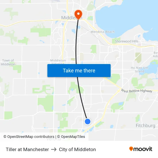 Tiller at Manchester to City of Middleton map