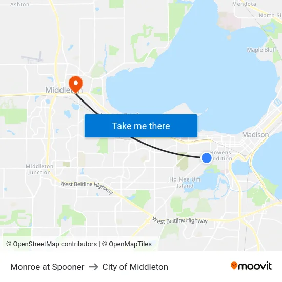 Monroe at Spooner to City of Middleton map