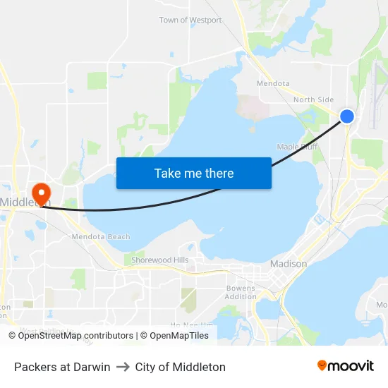 Packers at Darwin to City of Middleton map