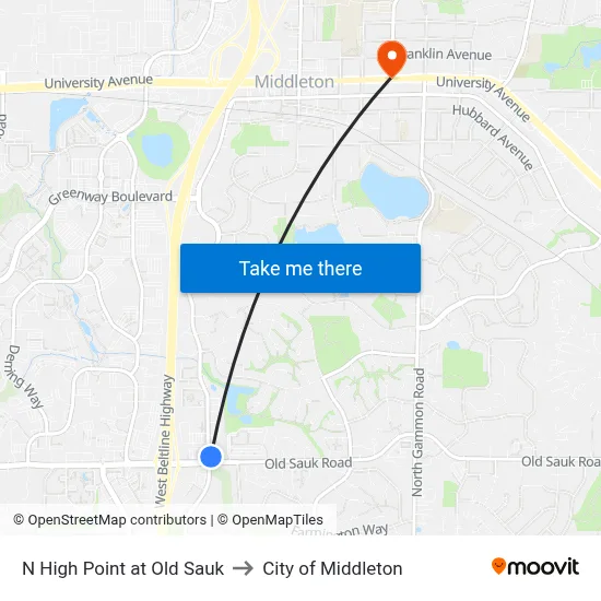 N High Point at Old Sauk to City of Middleton map