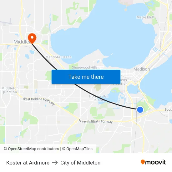 Koster at Ardmore to City of Middleton map