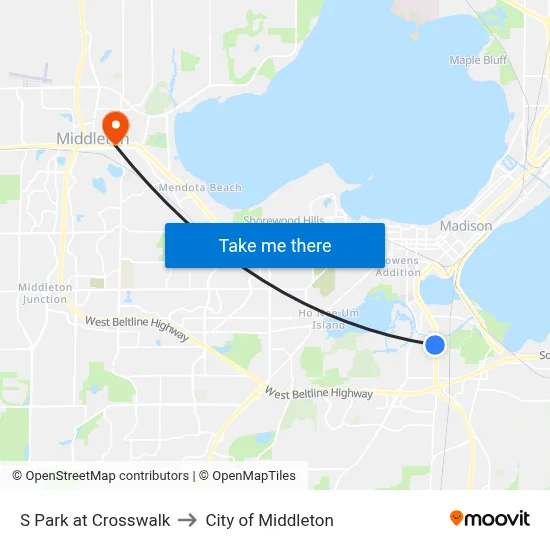 S Park at Crosswalk to City of Middleton map