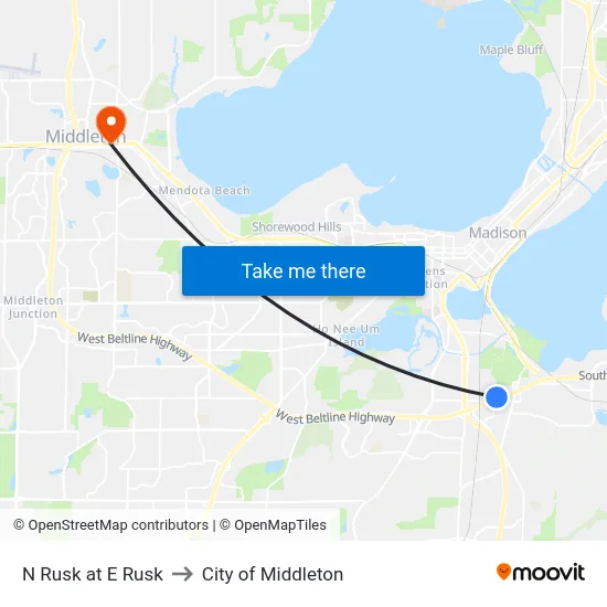 N Rusk at E Rusk to City of Middleton map