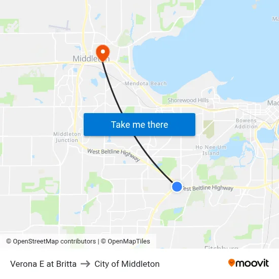 Verona E at Britta to City of Middleton map