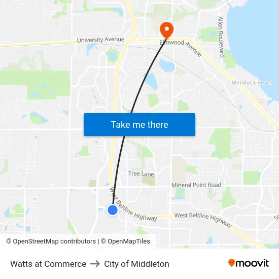 Watts at Commerce to City of Middleton map
