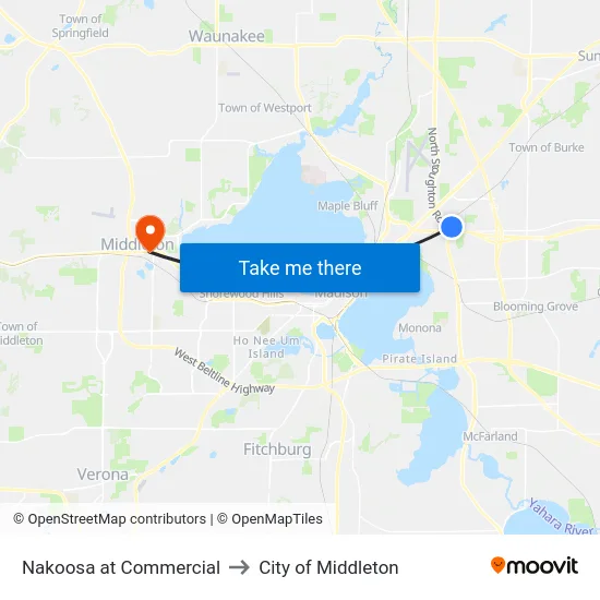 Nakoosa at Commercial to City of Middleton map
