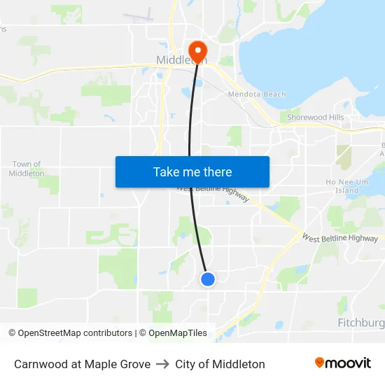 Carnwood at Maple Grove to City of Middleton map
