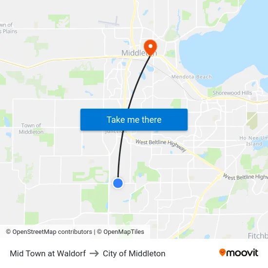 Mid Town at Waldorf to City of Middleton map