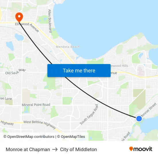 Monroe at Chapman to City of Middleton map