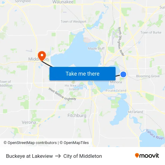 Buckeye at Lakeview to City of Middleton map