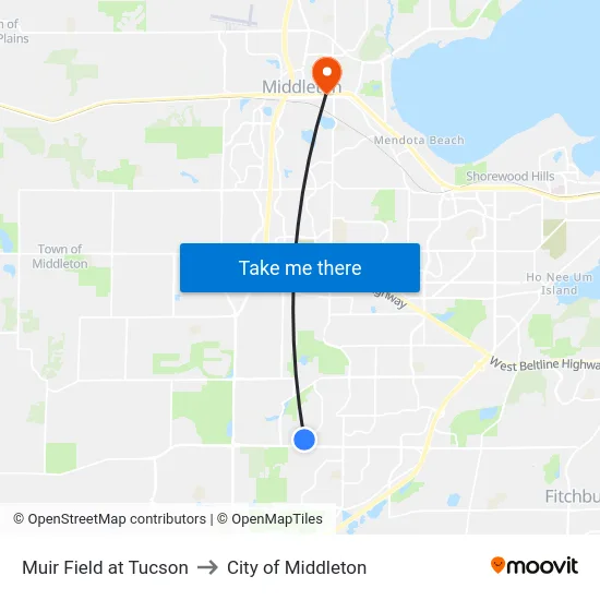 Muir Field at Tucson to City of Middleton map