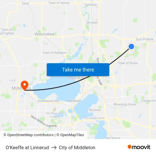 O'Keeffe at Linnerud to City of Middleton map