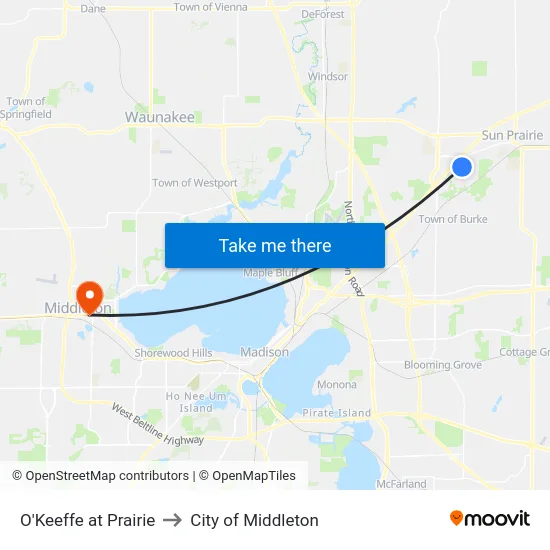 O'Keeffe at Prairie to City of Middleton map