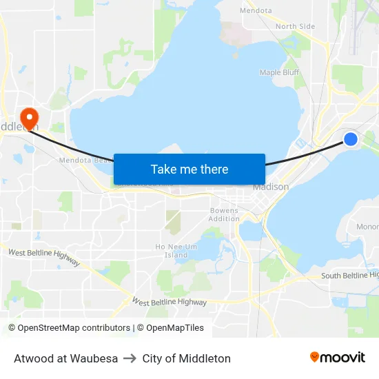 Atwood at Waubesa to City of Middleton map