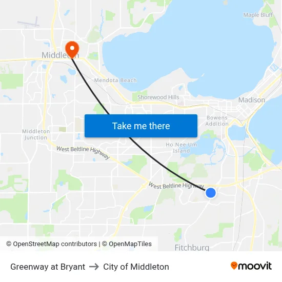 Greenway at Bryant to City of Middleton map