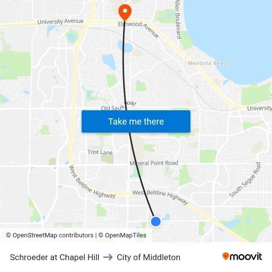 Schroeder at Chapel Hill to City of Middleton map