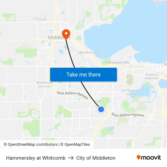 Hammersley at Whitcomb to City of Middleton map