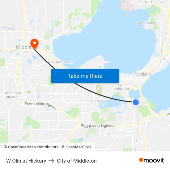 W Olin at Hickory to City of Middleton map