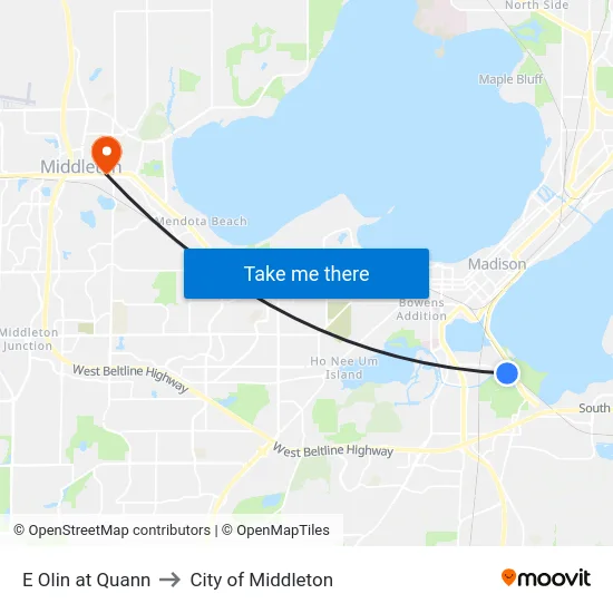 E Olin at Quann to City of Middleton map