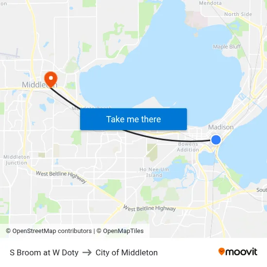 S Broom at W Doty to City of Middleton map