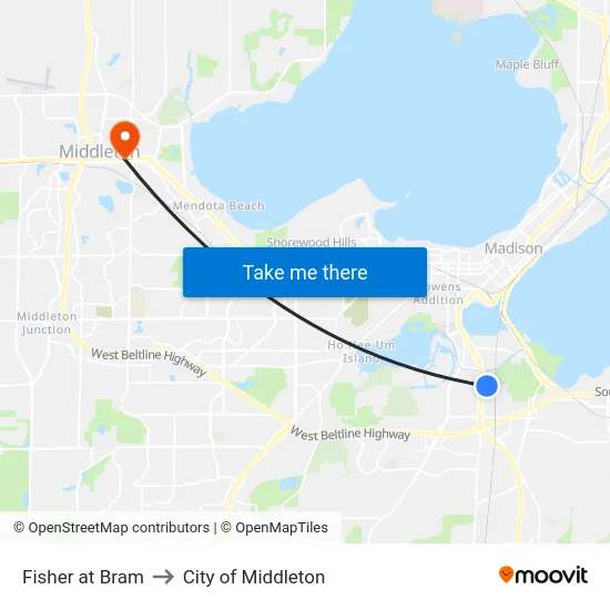 Fisher at Bram to City of Middleton map