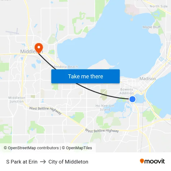S Park at Erin to City of Middleton map