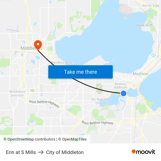 Erin at S Mills to City of Middleton map