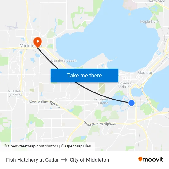 Fish Hatchery at Cedar to City of Middleton map