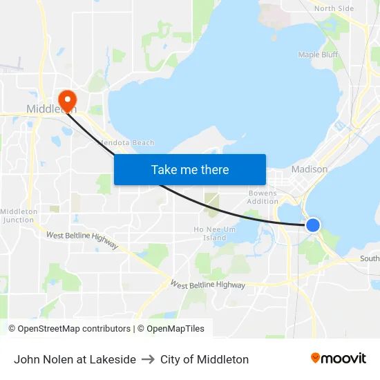 John Nolen at Lakeside to City of Middleton map