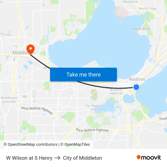 W Wilson at S Henry to City of Middleton map