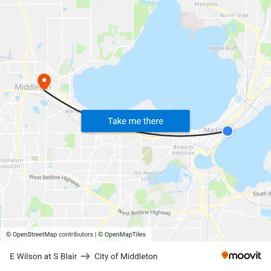 E Wilson at S Blair to City of Middleton map