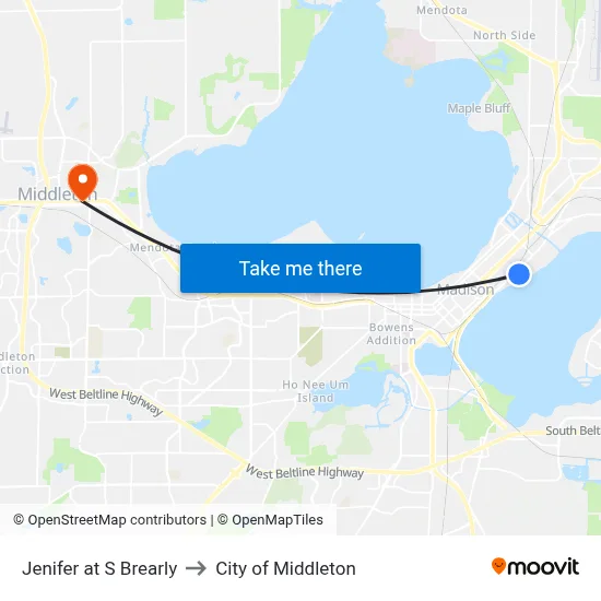 Jenifer at S Brearly to City of Middleton map