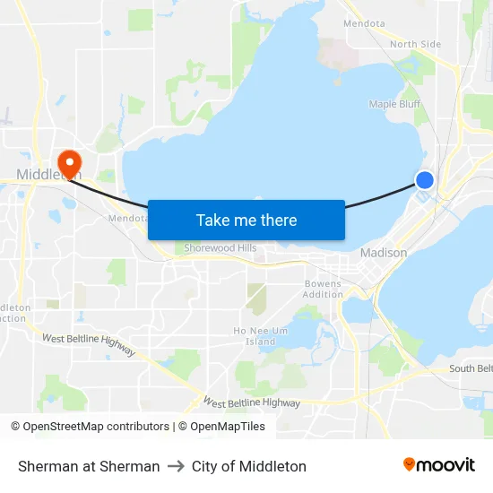 Sherman at Sherman to City of Middleton map