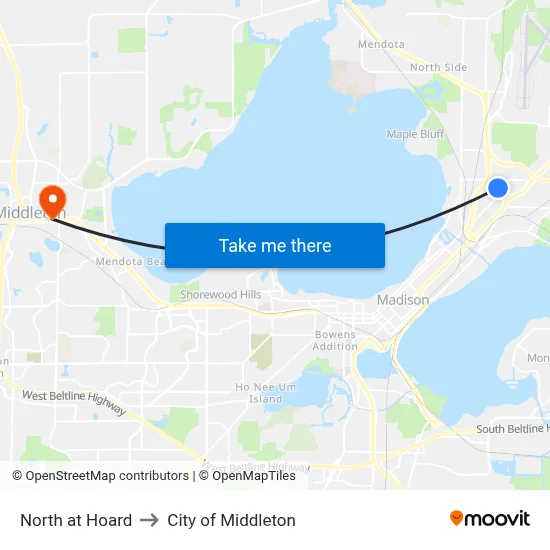 North at Hoard to City of Middleton map