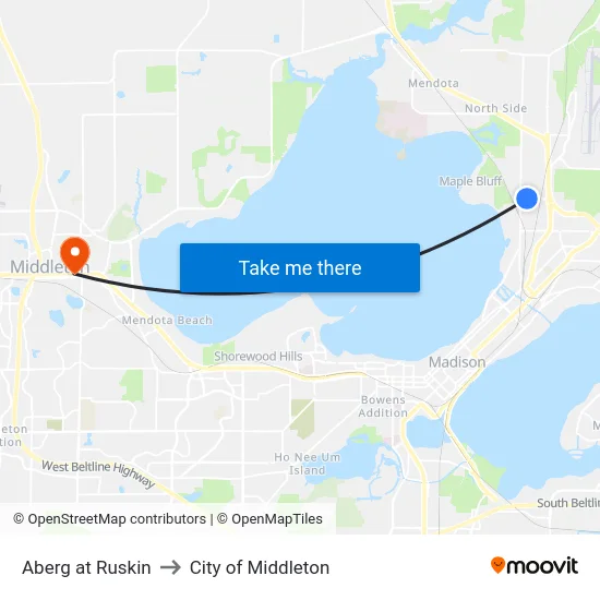 Aberg at Ruskin to City of Middleton map