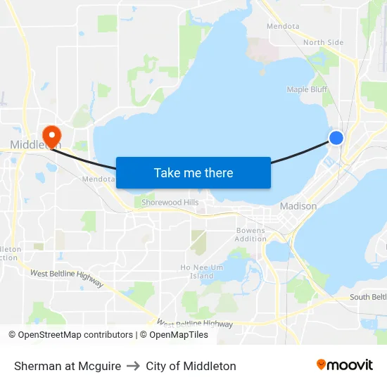 Sherman at Mcguire to City of Middleton map