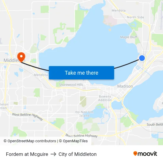 Fordem at Mcguire to City of Middleton map