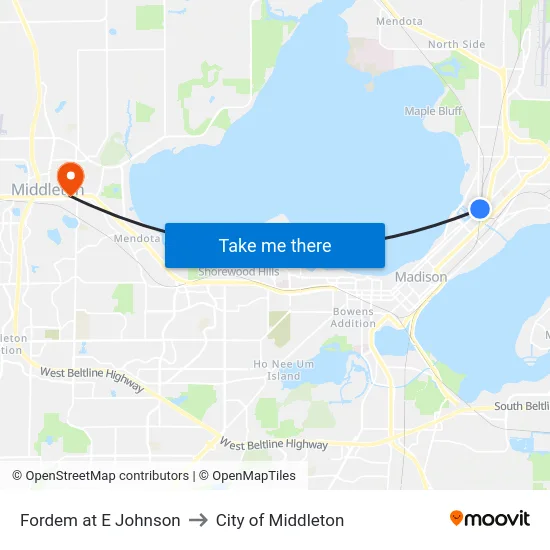 Fordem at E Johnson to City of Middleton map